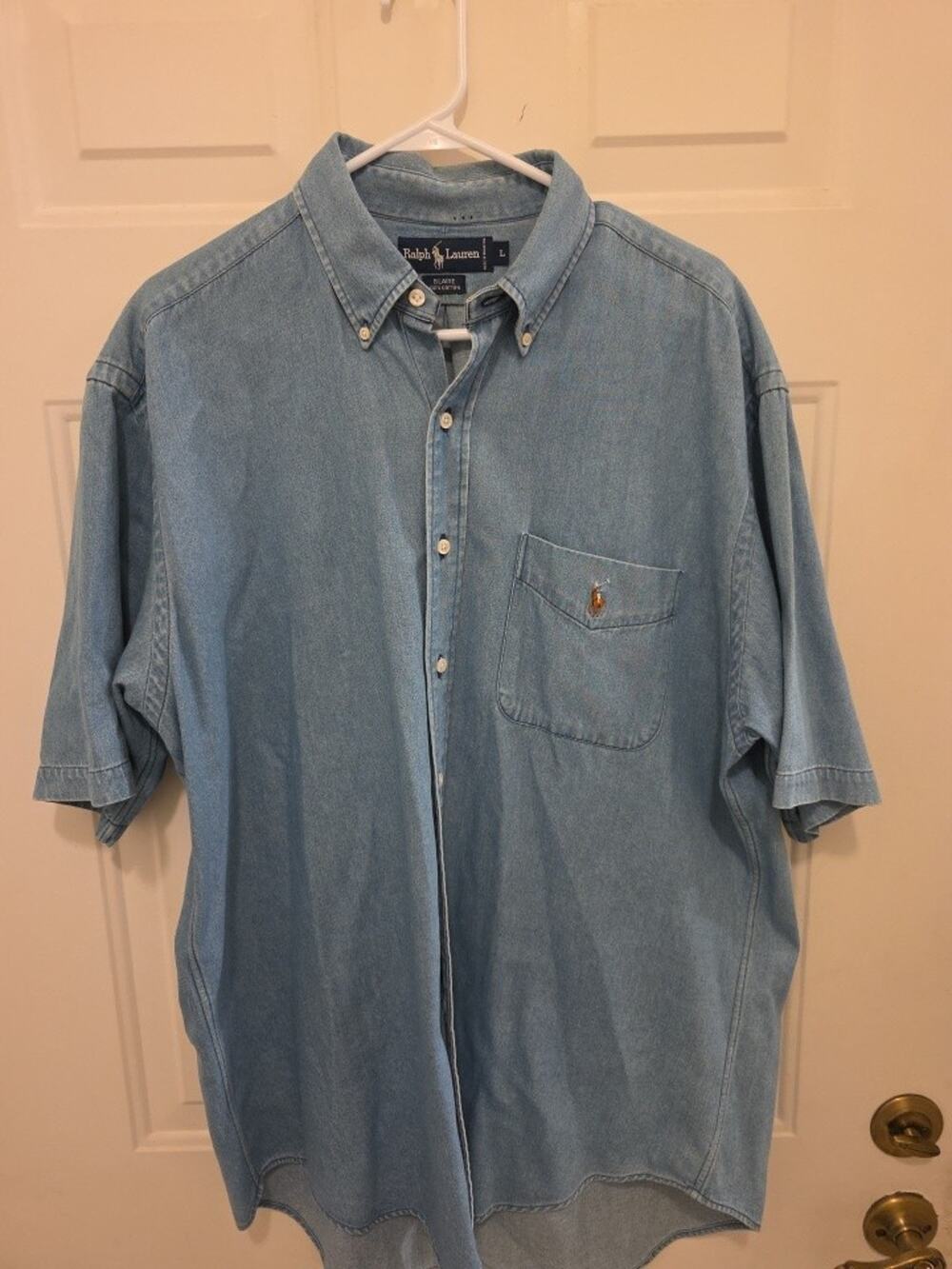 Vintage 90s Polo Ralph Lauren "Blaire" Denim Button-Down Shirt - Size Large Rare